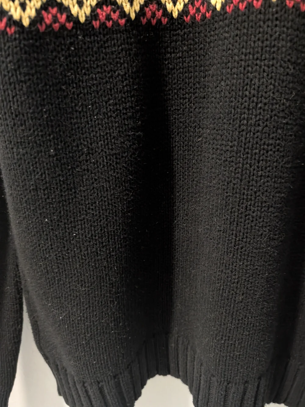 VTG Polo Ralph Lauren Youth XL Aztec Fair Isle Half Zip Sweater Black Cotton
